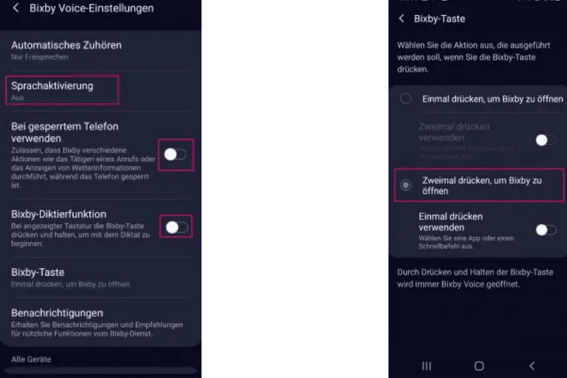 Die benötigten Handy-Einstellungen im Smartphone sind zu sehen